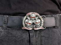 See No Evil, Speak No Evil, Hear No Evil Skull Belt Buckle